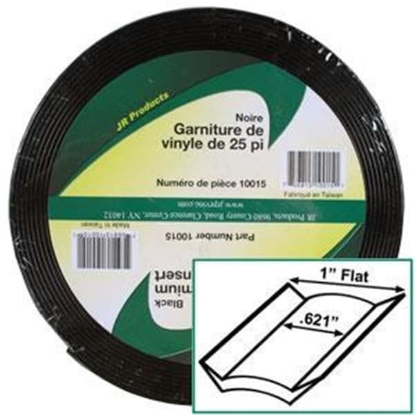 Jr Products JR PRODUCTS 10015 Exterior Hardware RV 1 in. x 25 ft. Vinyl Insert Black J45-10015 - main
